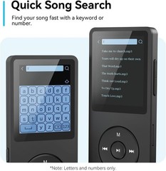 AGPTEK A02PLT 64GB Bluetooth MP3 Player with Speaker FM Radio Voice Recorder BLK