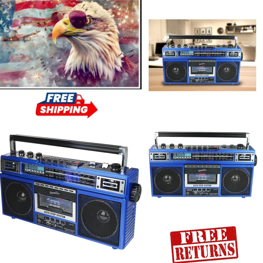 Bluetooth Retro Boombox with Cassette Player & USB/SD Support – SC-3201BT