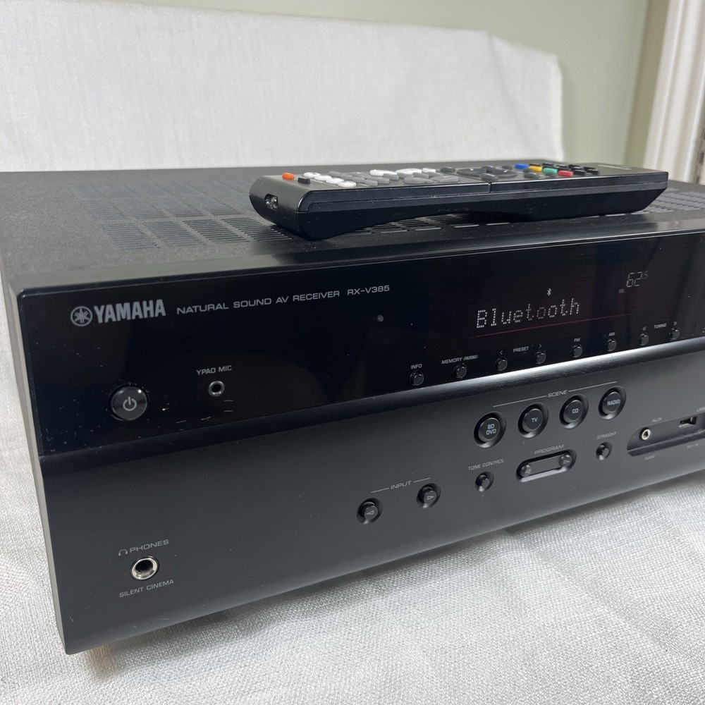 Yamaha RX-V385 5.1-channel 4k Ultra HD AV Bluetooth Receiver Bundle w/Remote