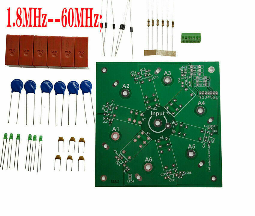 6-way DIY Kit 6:1 Coax Remote Antenna Switch SO-239 1.8MHz–60MHz ot16