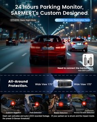 4K Dash Cam Front and Rear Dash Camera Car DVR WiFi APP GPS with 64GB Card