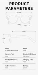 AI Smart Glasses 800W Camera Live Video Recorder Real-Time Translation f android