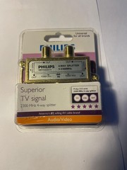 Philips Universal Four-Way 24K Gold Splitter SW3040W/17 • 5-2300MHz CBL TV SAT