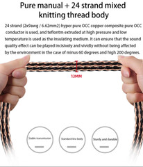 Pair Hi-End 7N OCC Pure Copper 24 Cores Wire HIFI Audio Bi-Wire Speaker Cable