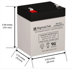 SigmasTek Replacement SLA Battery For Leoch DJW12- 4.5 12V 5 AH F1 Battery