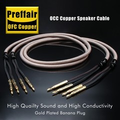 12AWG OFC HiFi Audio Speaker Cable Wire 24K Gold Plated Banana to Y Spade Plug