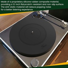 Turntable Platter Mat Black Rubber Silicone Design for Universal to All LP Vinyl