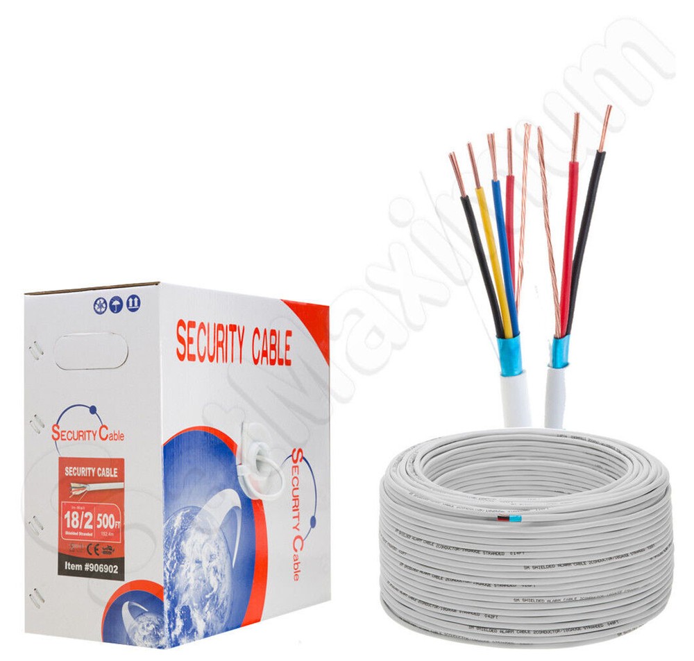 SHIELDED Security ALARM Cable Stranded / Solid Wire 18 22 AWG 500ft 1000ft WHITE
