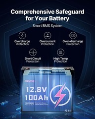 VEVOR 12V 100Ah Deep Cycle LiFePO4 Battery BMS Lithium Iron Phosphate Battery
