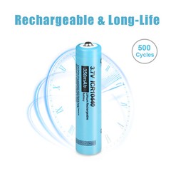 12pcs AAA 3.7V Lithium ICR10440 350mAh Rechargeable Li-ion Batteries Button Top