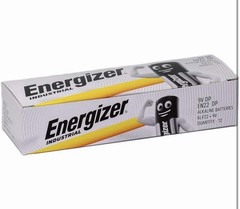 Energizer EN22 Industrial Alkaline Batteries, 9V , Non-Rechargeable, Box of 12
