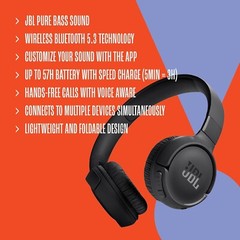 JBL Tune 520BT Wireless Bluetooth Headphones (Purple)
