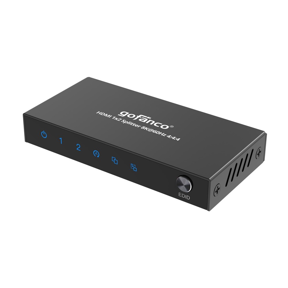gofanco 8K 60Hz 1×2 HDMI Splitter – 8K @60Hz 444, 4K @144Hz/120Hz, 2K @240Hz