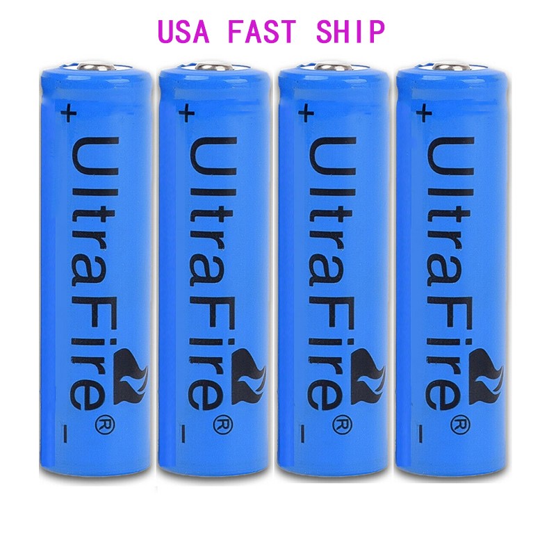 4x Batteries 3.7V Rechargeable Batte for Flashlight headlamp Battery