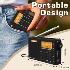 XHDATA R108 Portable Radio AM/FM/SW/LW/Airband Shortwave Receiver with Battery