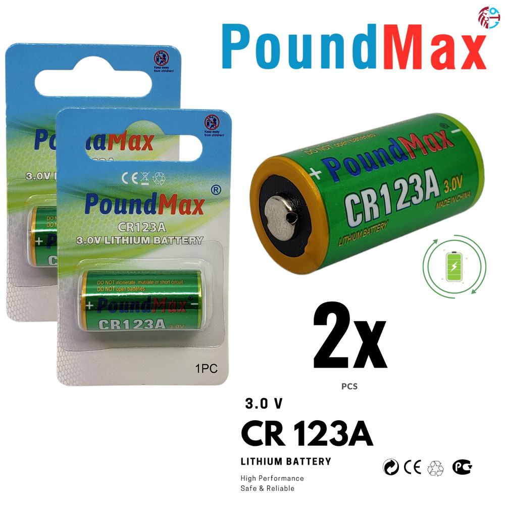 PoundMax CR123A 3.0v Lithium Camera Battery – 2 Count