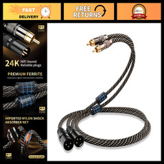 High-Quality 4.92ft RCA to XLR Male Audio Cable – 2 Pack, Gold-Plated, Nylon Bra