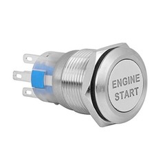 Push Button Starter Switch, 19mm 12V Car Engine Start Button Switch,