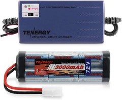 Tenergy 7.2V 3000mAh NiMH RC Car Battery w/ Tamiya+ 7.2V-12V Smart Charger