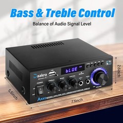 Bluetooth 5.0 Audio Amplifier with USB/SD Card Support and Remote Control