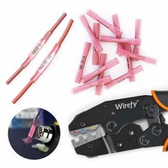 100Pcs 22-16AWG Red Heat Shrink Wire Butt Connectors Waterproof Splice Terminals