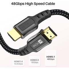 HDMI 2.1 Cable 8K@60Hz 2M 48Gbps 3D1440P Braided For PS5 PS4 Xbox Switch TV Box