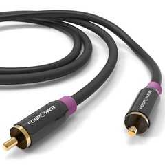 FosPower Subwoofer Cable (25 FT) RCA to Audio Stereo 25 Feet, Black