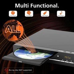 Region Free DVD Player with 1080p HDMI Upscaling, Compact Multi-Format CD/DVD…