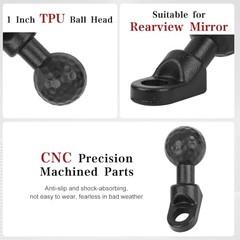 1” Ball Head for Rearview Mirror, Angled 1-Inch Ball Head Mount for
