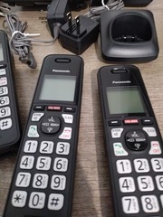 Panasonic Cordless Phone System Answering Machine 4 Handset Bluetooth – READ⏬