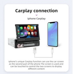 Single 1Din 7″ Touch Screen Stereo Bluetooth Radio Car Apple/Android GPS +Camera