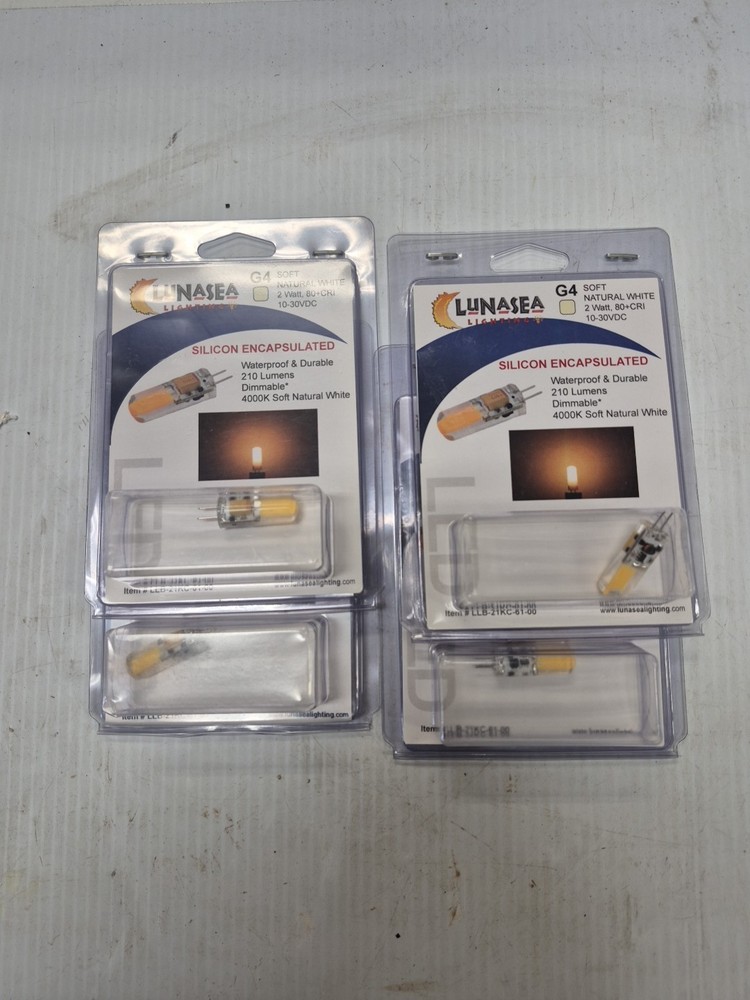 4 Lunasea Natural White G4 Bulbs 2W 10-30VDC Silicone Encapsulated