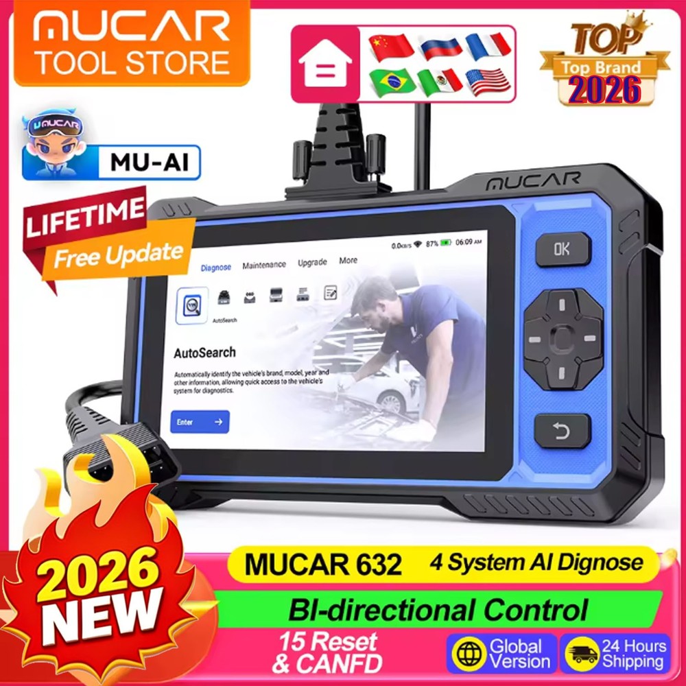 MUCAR 632 OBD2 Scanner Auto Diagnostic Tool Engine ABS SRS Fault Code Reader US