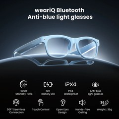 WeariQ Blue Light Blocking Bluetooth Smart Glasses –Dusty Blue