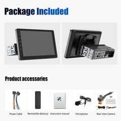 Single 1 DIN 9″ Car Stereo Head Unit Radio Apple CarPlay Android Auto BT+MIC&CAM
