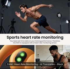 HTC New NE61 Heart Rate Monitoring Open Wireless Audio Earbuds HIFI Audio Black