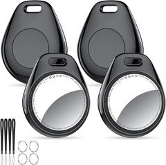 [iOS Only] Tukio Air Tracker Tags 4 Pack Black, [Apple MFi Certified] Bluetooth