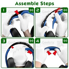 Geekria Earpad + Headband Compatible with Sony PS4 Gold Headphones (Black/Blue)
