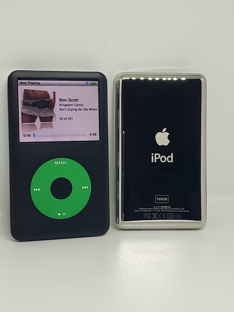 REFURBISHED Apple Ipod Classic 7th Gen Black and Green 160gb – NEW Battery!