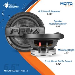 2x PRV 6.5″ Motorcycle Speaker Water Resistant 1200W 2 Ohm MT6MR600 Carbon Fiber
