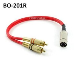 CablesOnline 1ft Din 5-Pin Plug to 2-RCA Plug Ultra Flex Cable