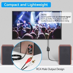 192kHz High-Resolution DAC Toslink/Coaxial to RCA Adapter 20Hz-20kHz Response