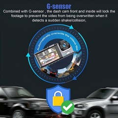 3 Lens Dash Cam Front Cabin Rear 1080P Night Vision, Parking Monitor, G-Sensor
