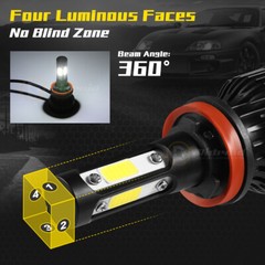 Pair 4-Sides H11 LED Headlight High or Low Beam Bulbs 1800W 216000LM 6000K White