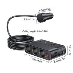 Car Cigarette Lighter Socket Splitter QC 3.0 Dual USB Fast Charger Power Adapter