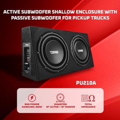 DS18 PU210A Amplified Dual 10″ Subwoofer Shallow Enclosure For Pick-Up Trucks