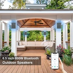 4*STUDIOFINIX 6.5″ Outdoor Bluetooth Speakers 800W Waterproof for Deck Patio