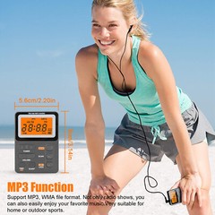 Portable Pocket Digital LCD AM FM Radio Stereo MP3 USB Rechargeable w/Earphones