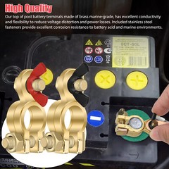 Brass Battery Terminal Positive & Negative Clamps Connectors For Marine Car Boat