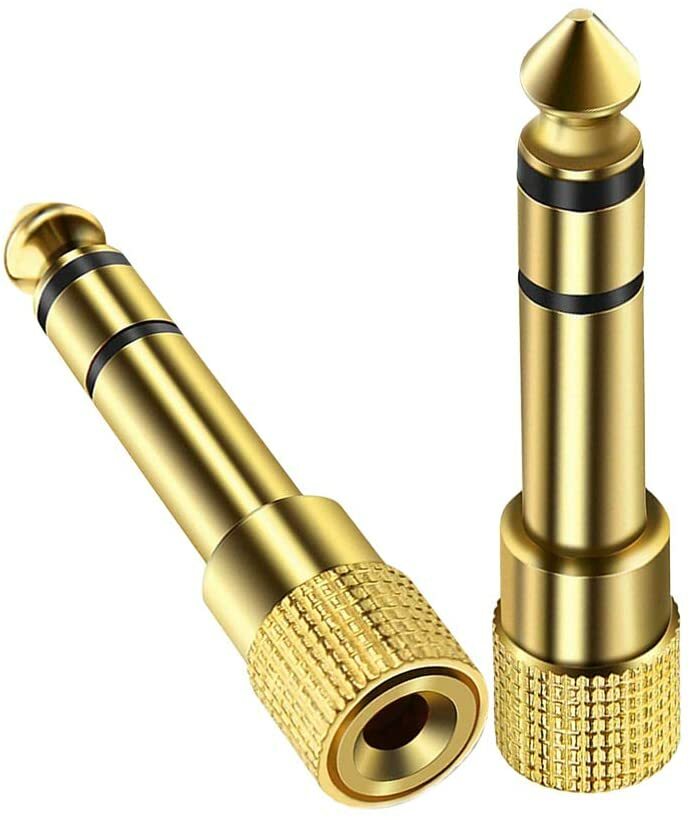 2pcs 6.35mm 1/4″ Male to 3.5mm 1/8″ Female TRS Stereo Audio Headphone Adapter